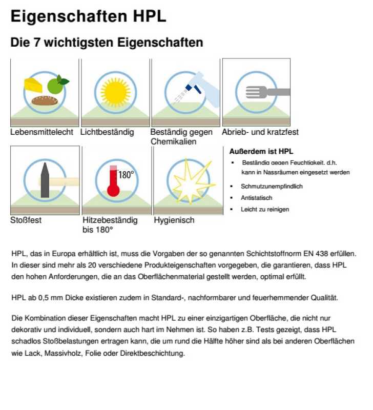 Rechtecktisch, Klapptischgestell Modell DEMUS 3, HPL Schichtstoffplatte mit Massivholzkante