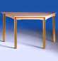 Preview: Trapeztisch mit Massivholzgestell, quadratische Tischbeine
