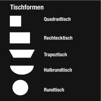 Halbrundtisch mit Massivholzgestell, quadratische Tischbeine